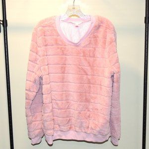 NO BOUNDARIES SOFT FAUX FUR SWEATSHIRT TOP PULLOVER PINK LONG SLEEVE XXL